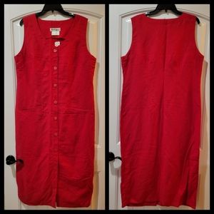 Jennifer Women red linen maxi dress 16
